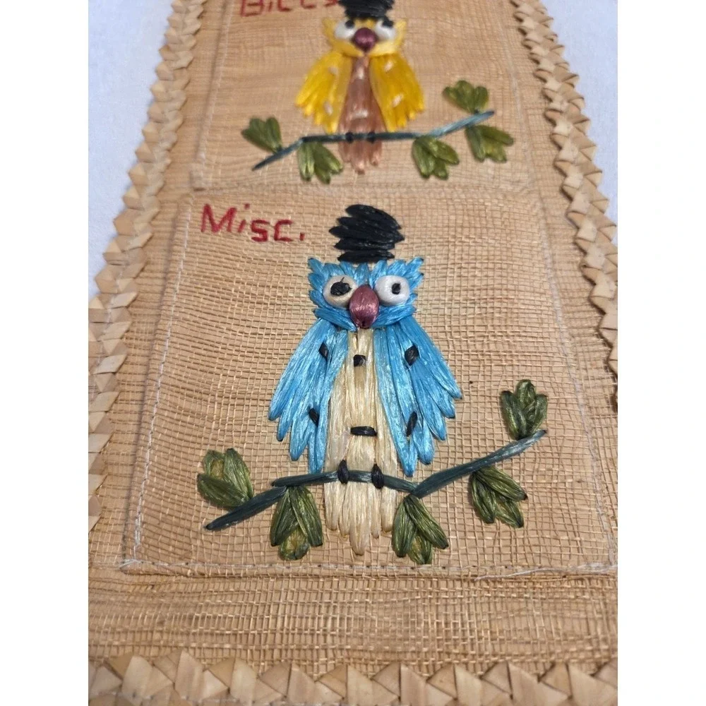 Vintage Philippines Woven Wall Letters 3 Pockets Handcrafted Straw